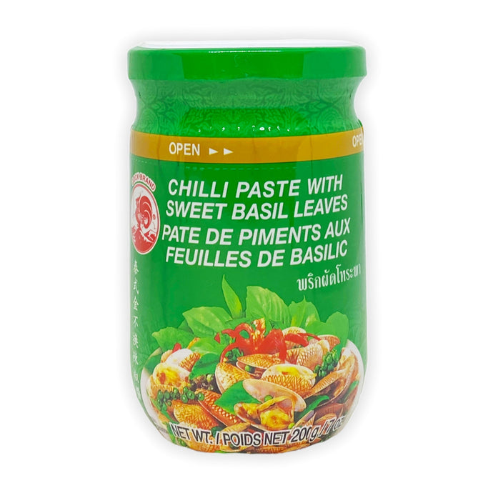 Chilli paste with basil leaves