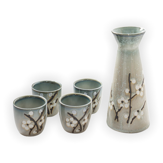 Sake set - snowy cherry